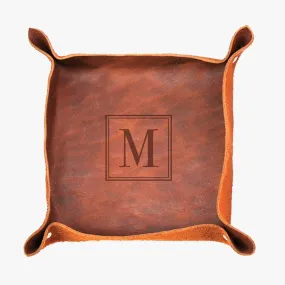 Customized Initial Genuine Leather Stash Tray