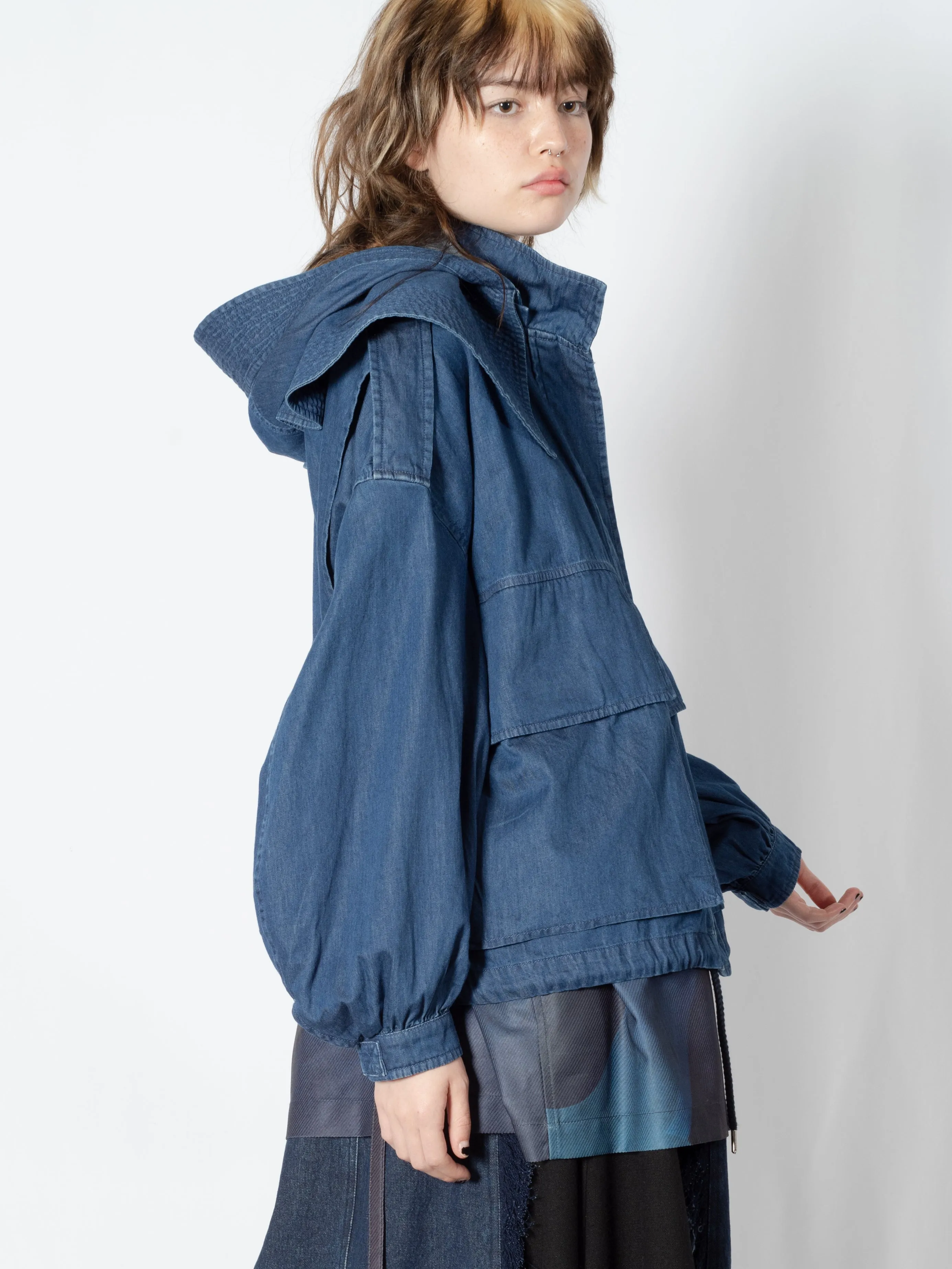 DENIM HOODED BLOUSON