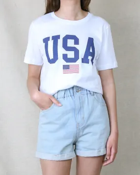 Distracted - USA Shirt Unisex Graphic Tee in White