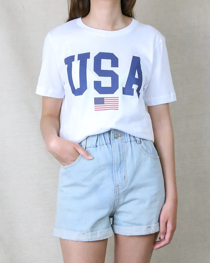 Distracted - USA Shirt Unisex Graphic Tee in White