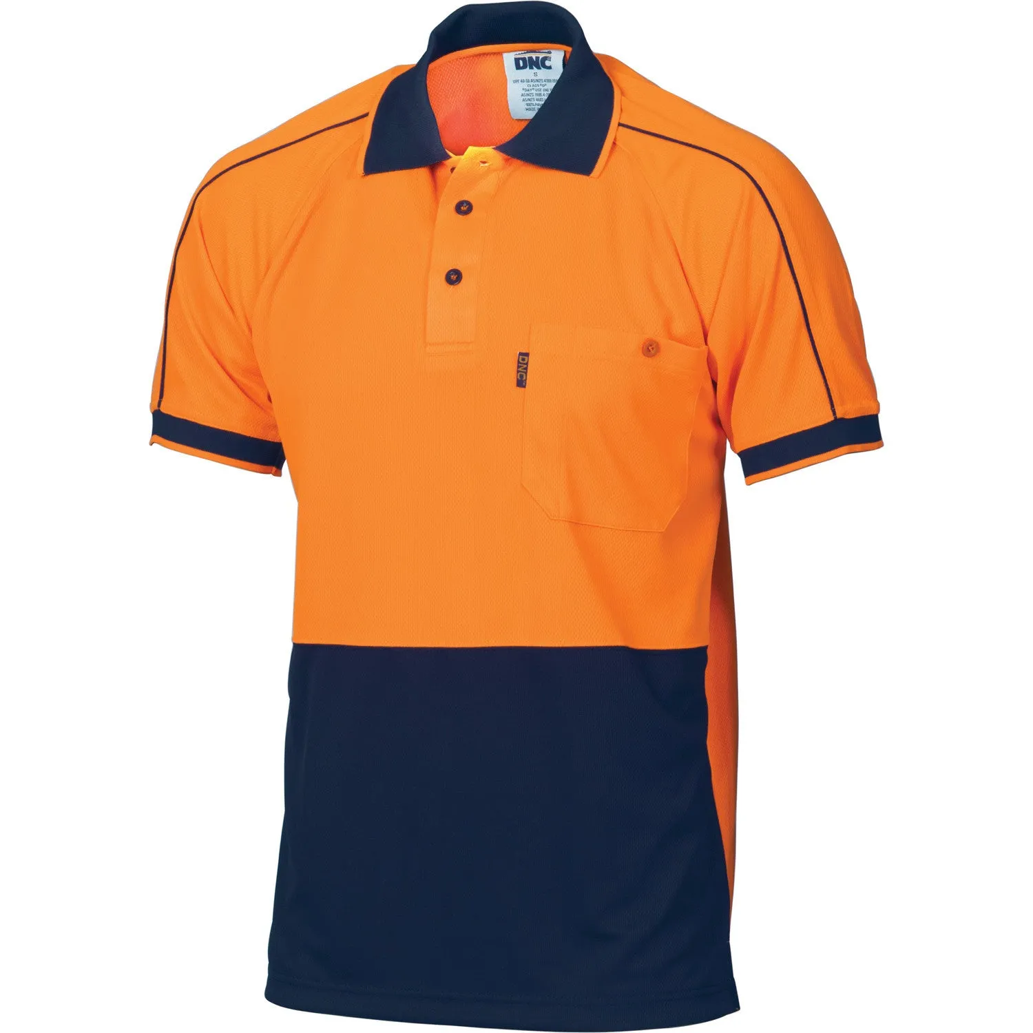 DNC Hi Vis Cool Breathe Double Piping Polo Short Sleeve (3753)