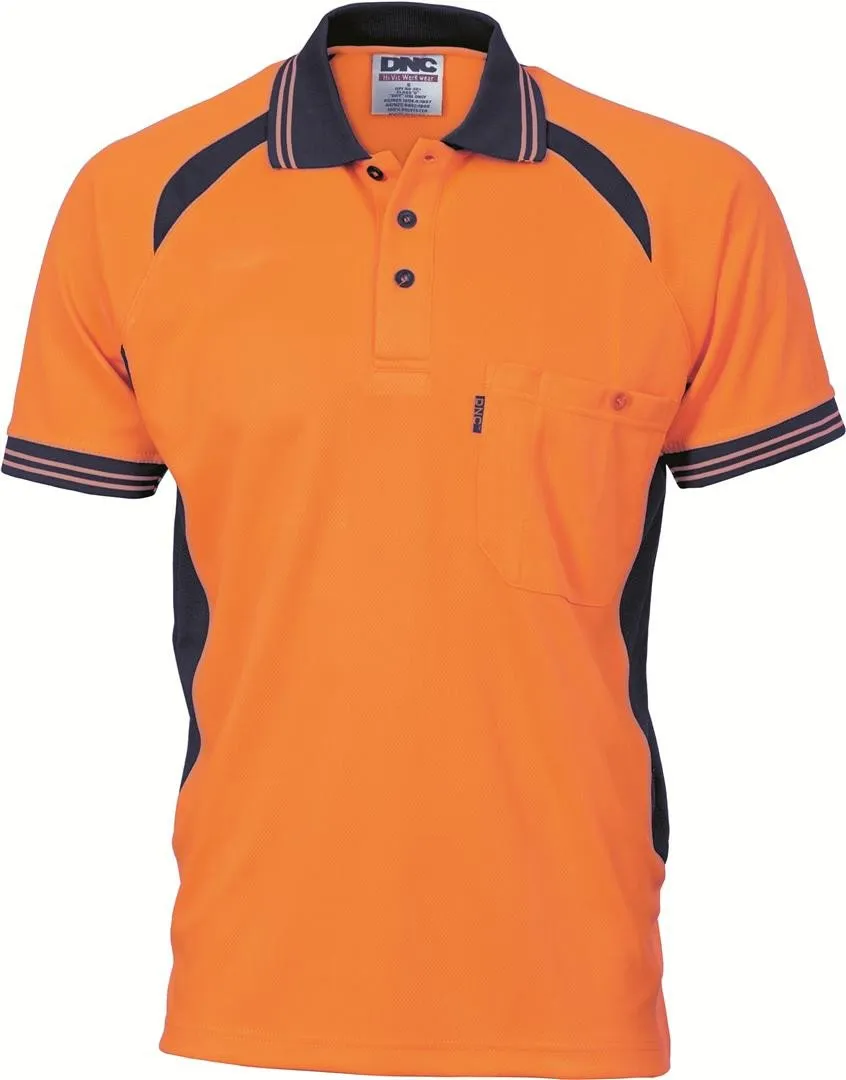 DNC Hi Vis Cool Breeze Contrast Mesh Polo S/S (3901)