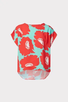 Dolman Poppy Floral Viscose Top