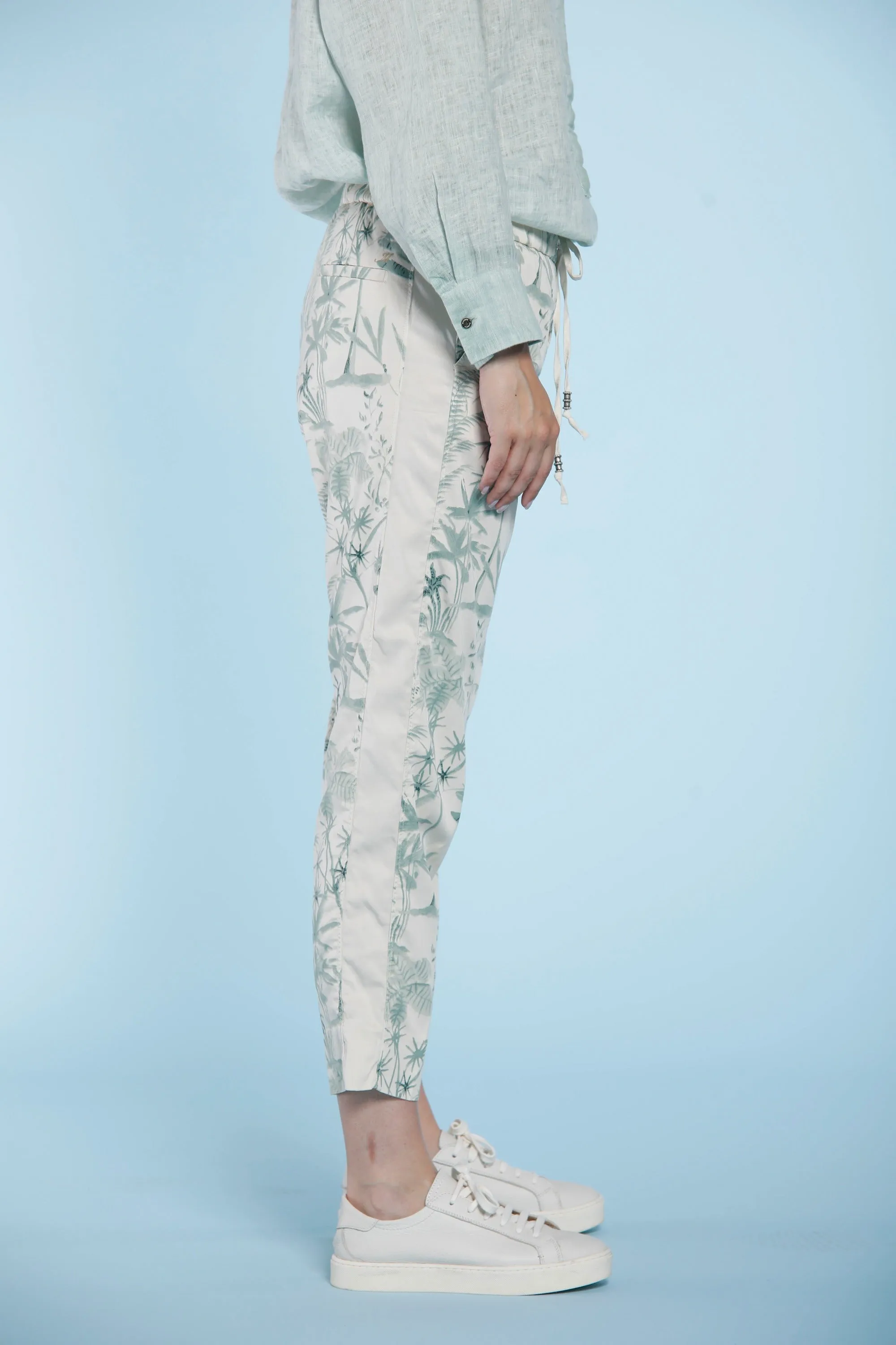 Easy Jogger Ban pantalone chino donna in tencel stampa floreale relaxed