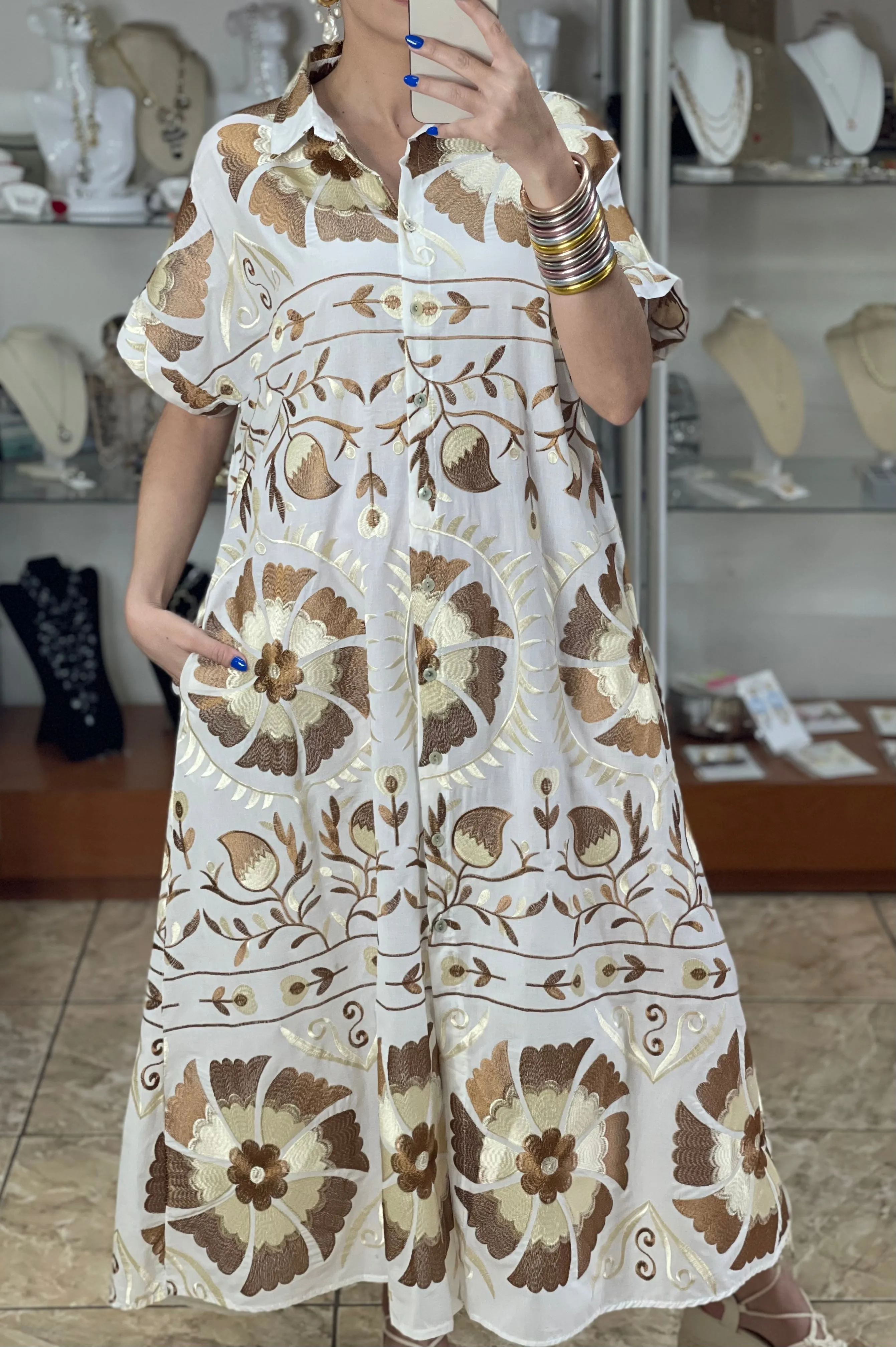 Embroidered Maxi OS Dress