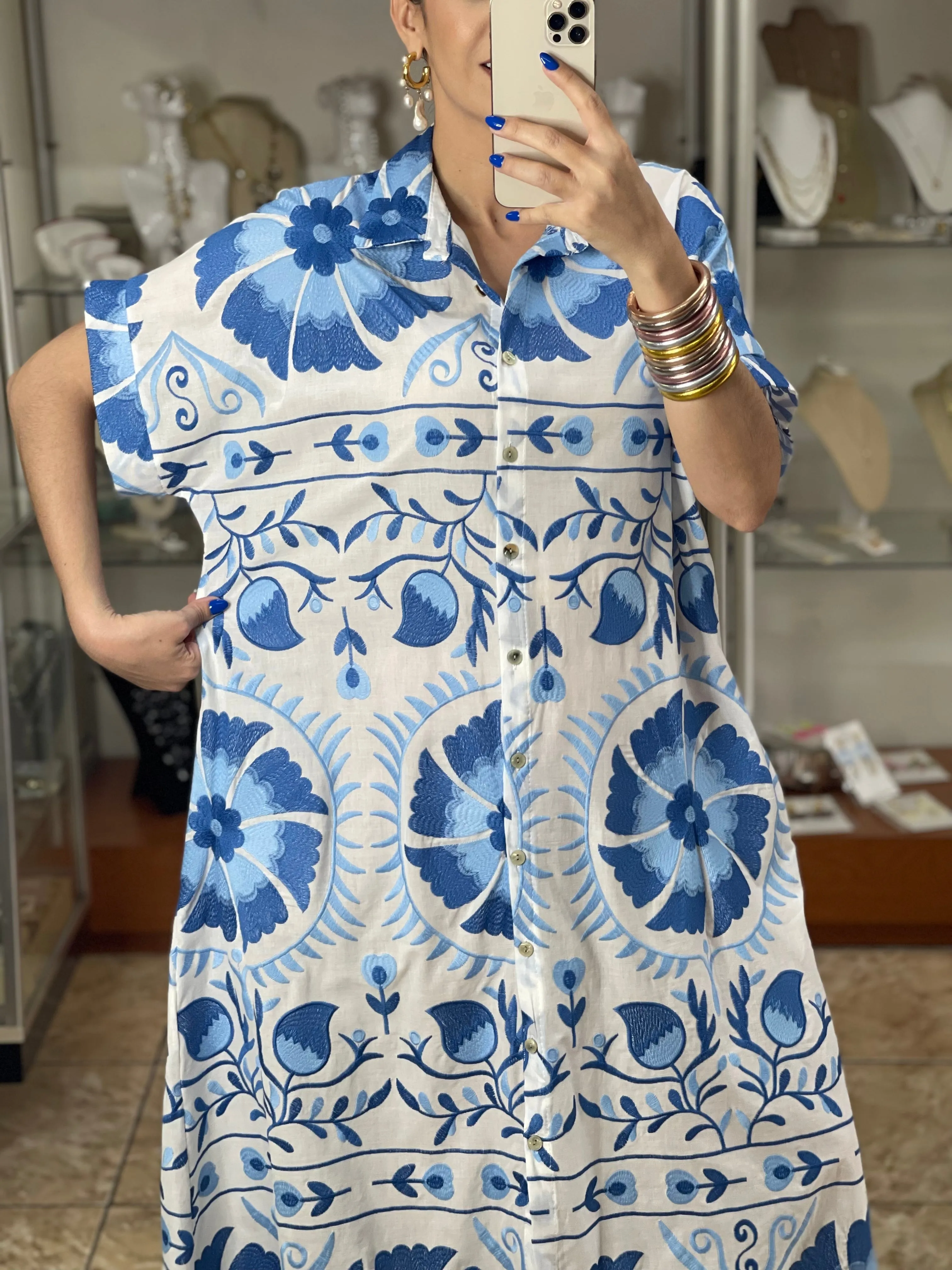 Embroidered Maxi OS Dress