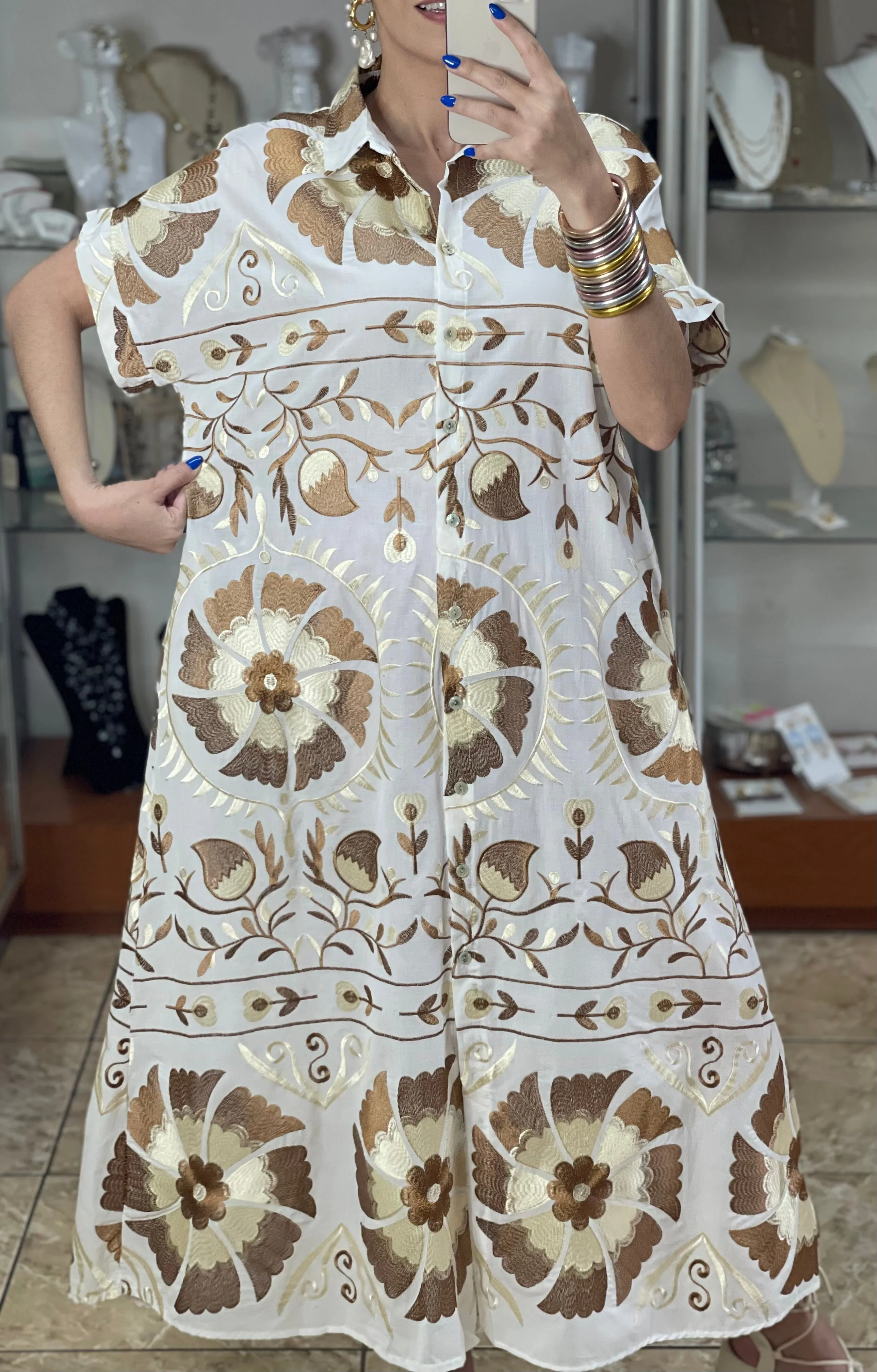 Embroidered Maxi OS Dress