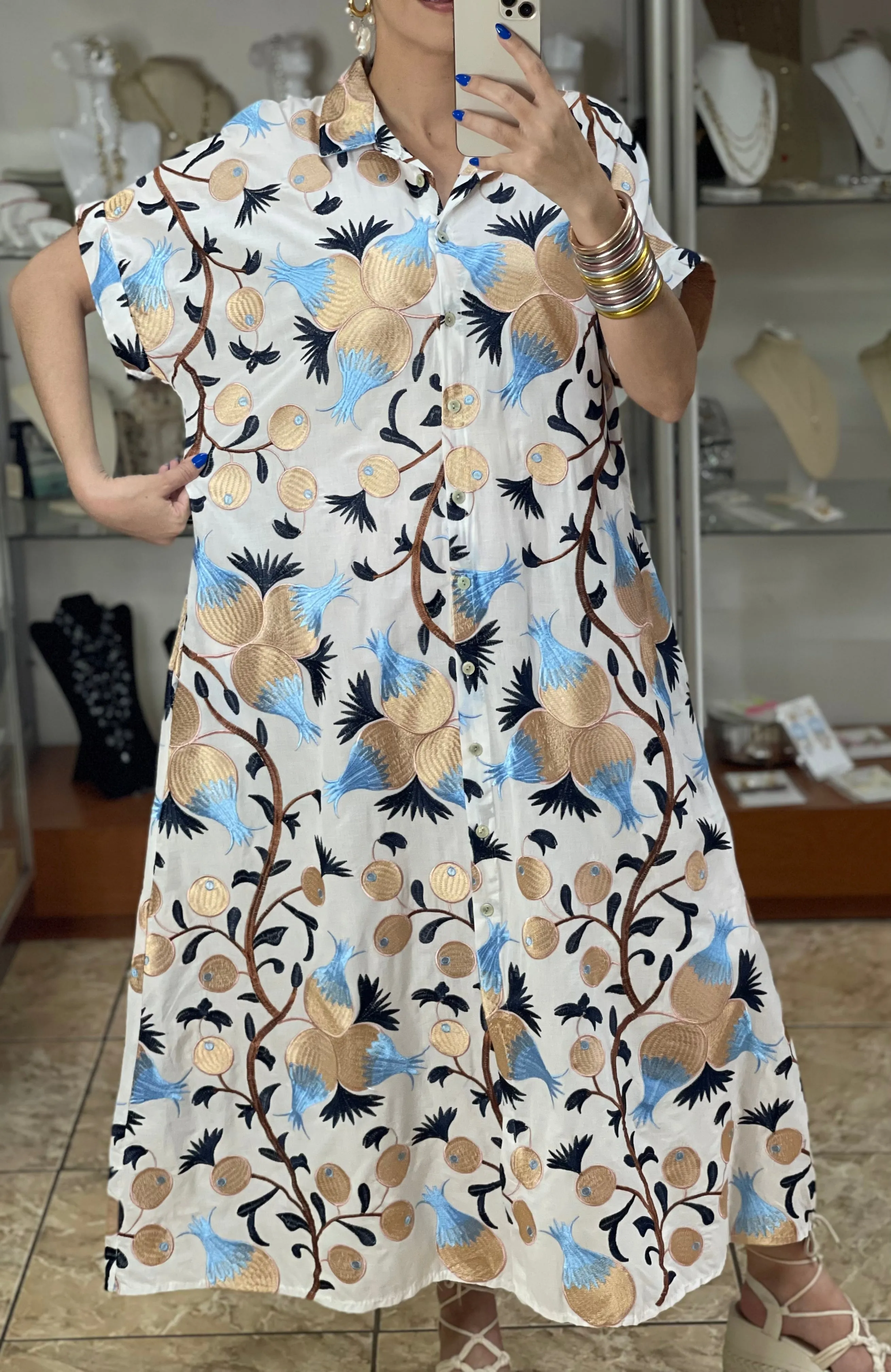 Embroidered Maxi OS Dress