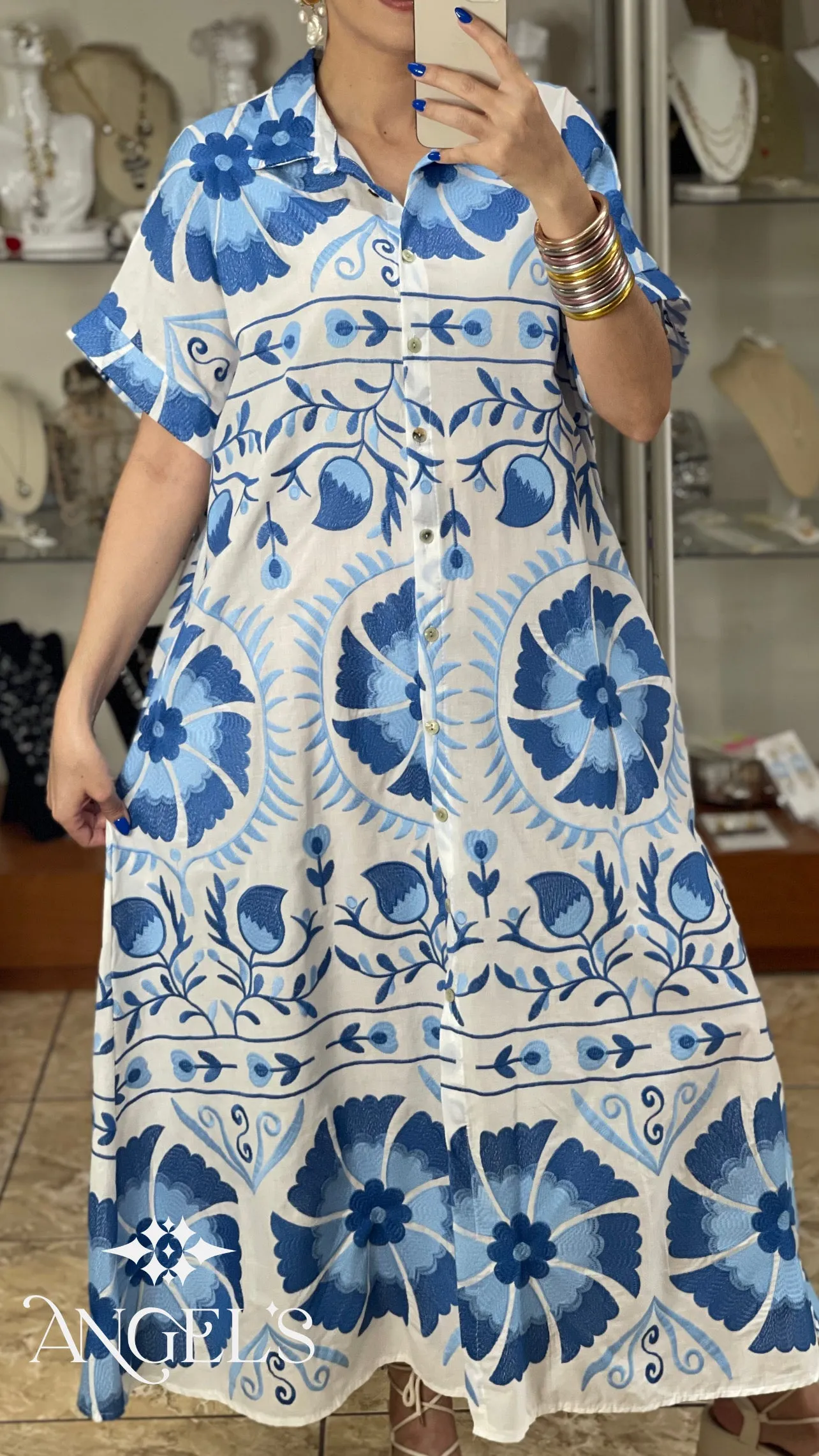 Embroidered Maxi OS Dress