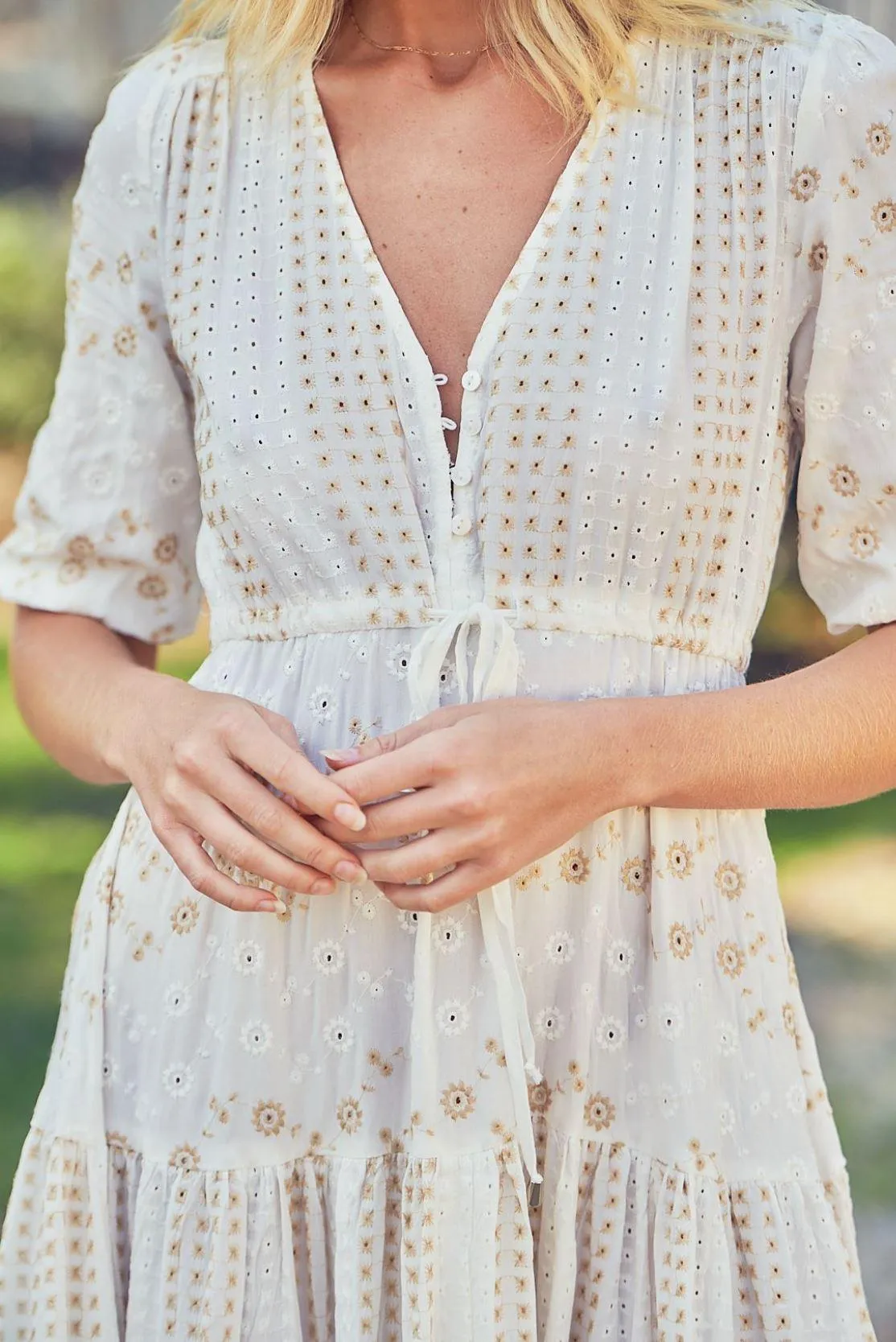 Embroidered Tessa Dress Whisper