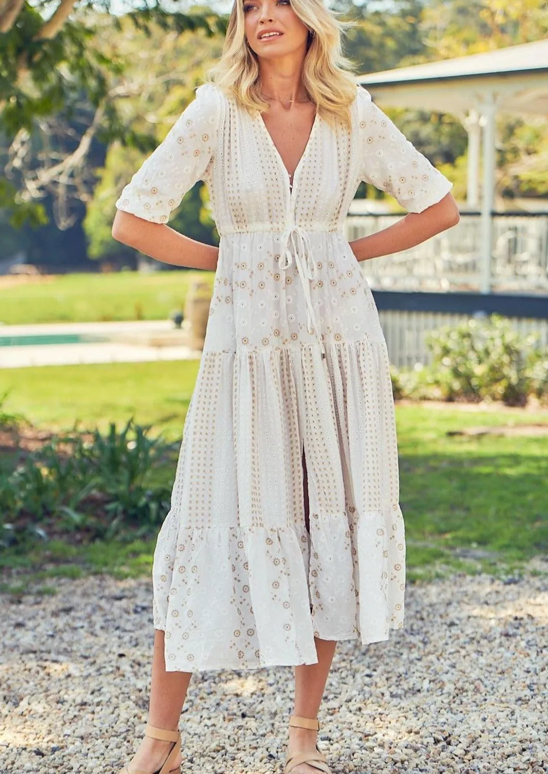 Embroidered Tessa Dress Whisper
