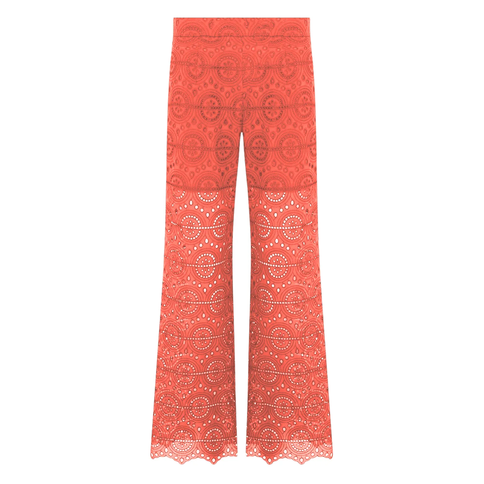 Eyelet Sheer Pants - Red