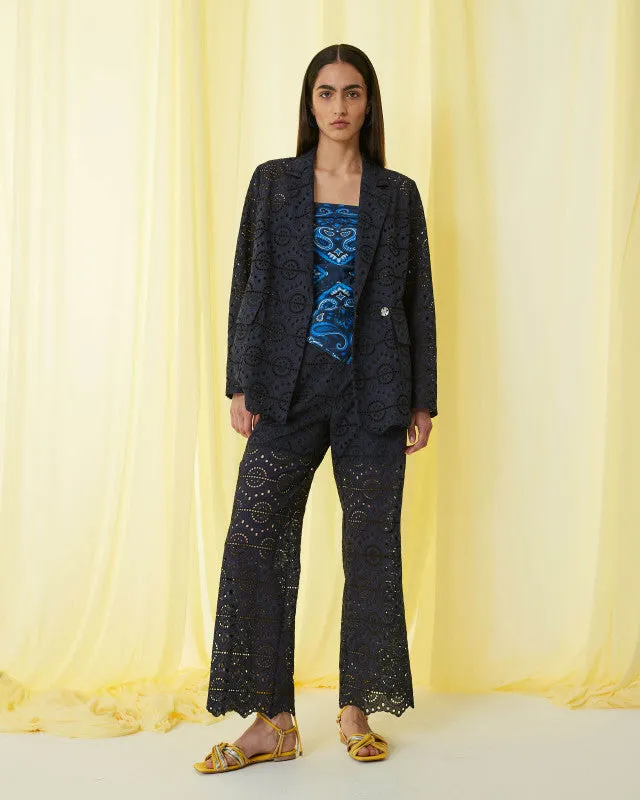 Eyelet Sheer Pants - Red