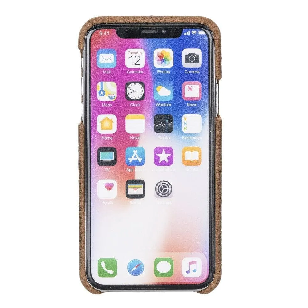 Full Leather Covered Back Cover for Apple iPhone X Series