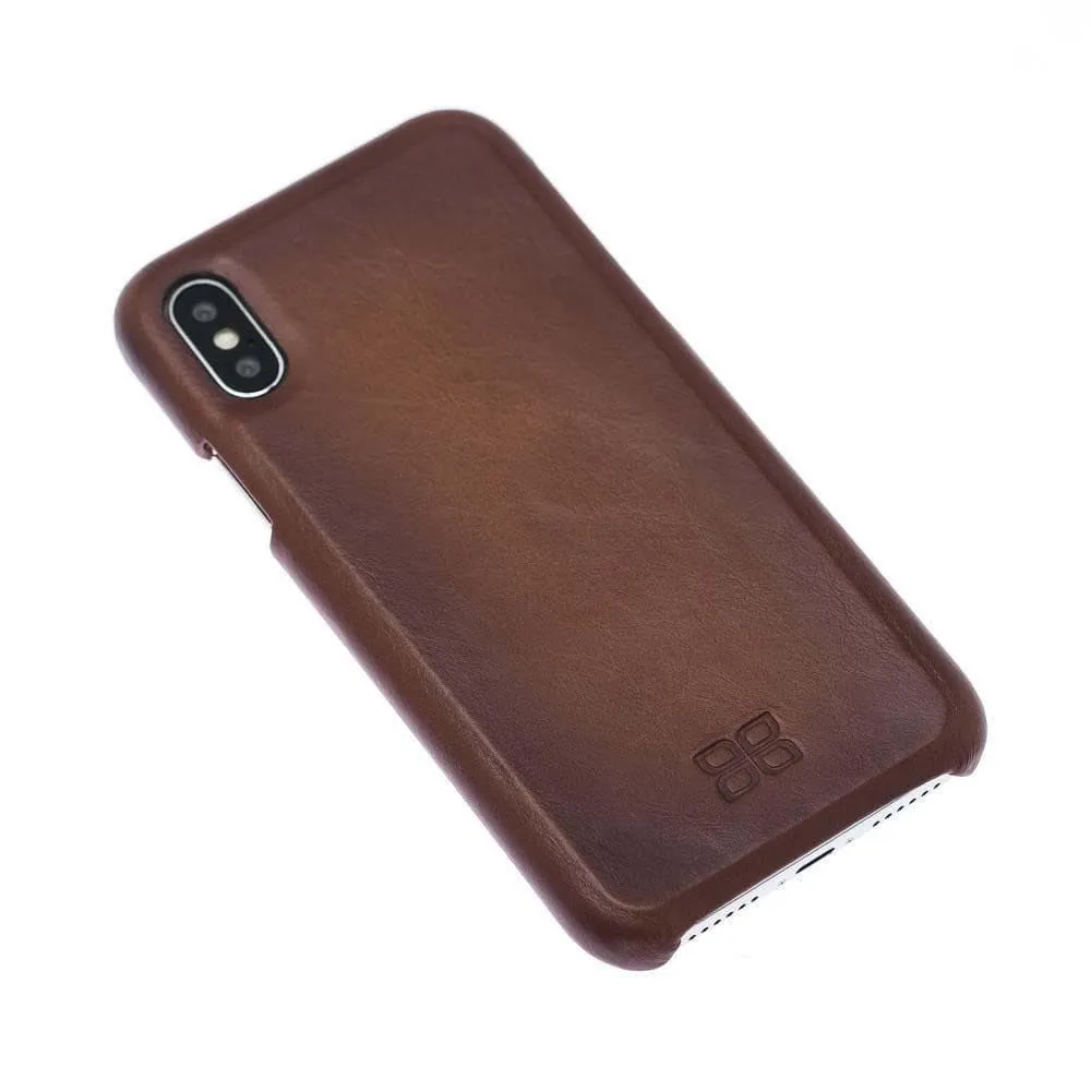 Full Leather Covered Back Cover for Apple iPhone X Series