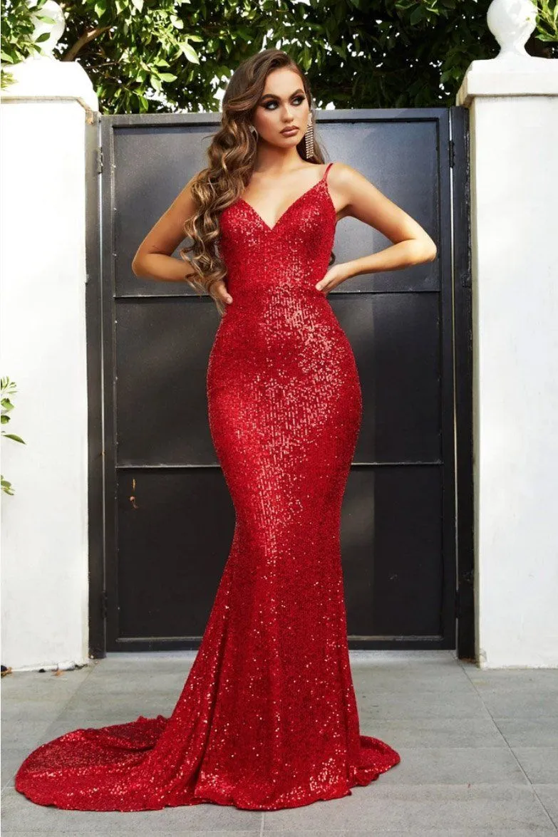 GLISTEN Gown in Red by Portia & Scarlett