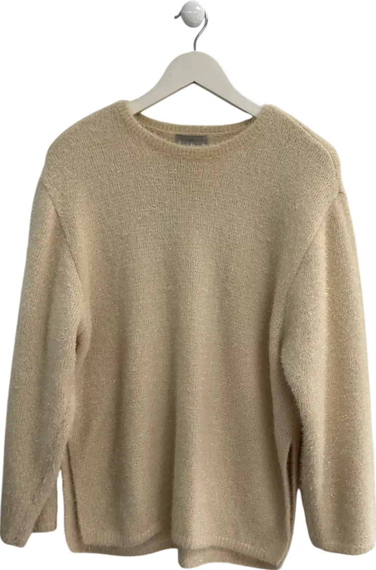 H&M Beige Oversized Metallic Thread Jumpe UK S