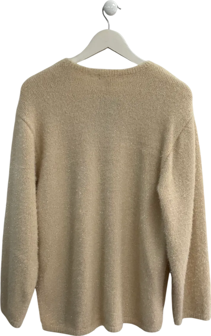 H&M Beige Oversized Metallic Thread Jumpe UK S