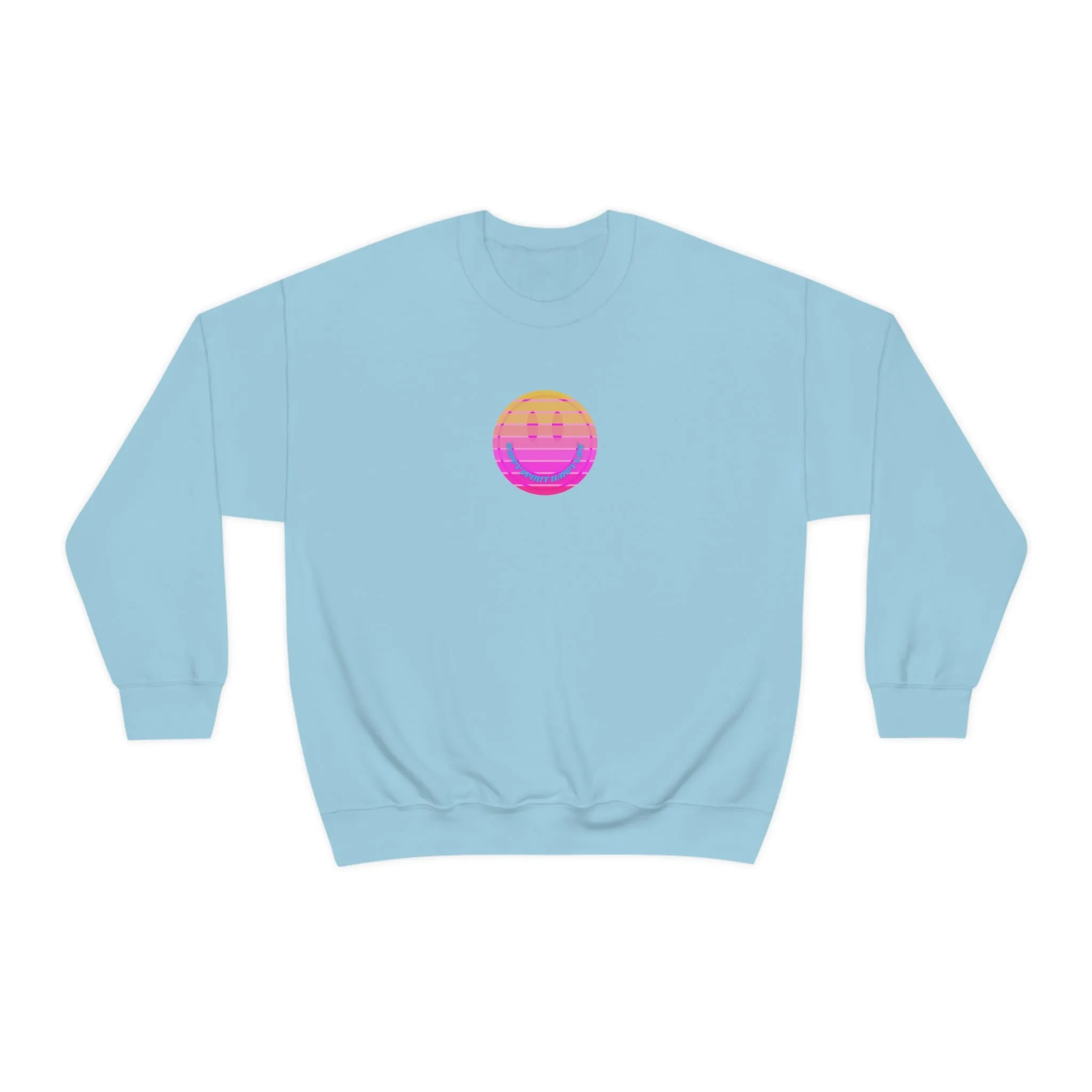 Happy Spirit Happy Life Sweatshirt, VSCO Girl Crewneck, Oversized Retro Font Graphic Tumblr, Front Print Smile Face Trendy Cover Up