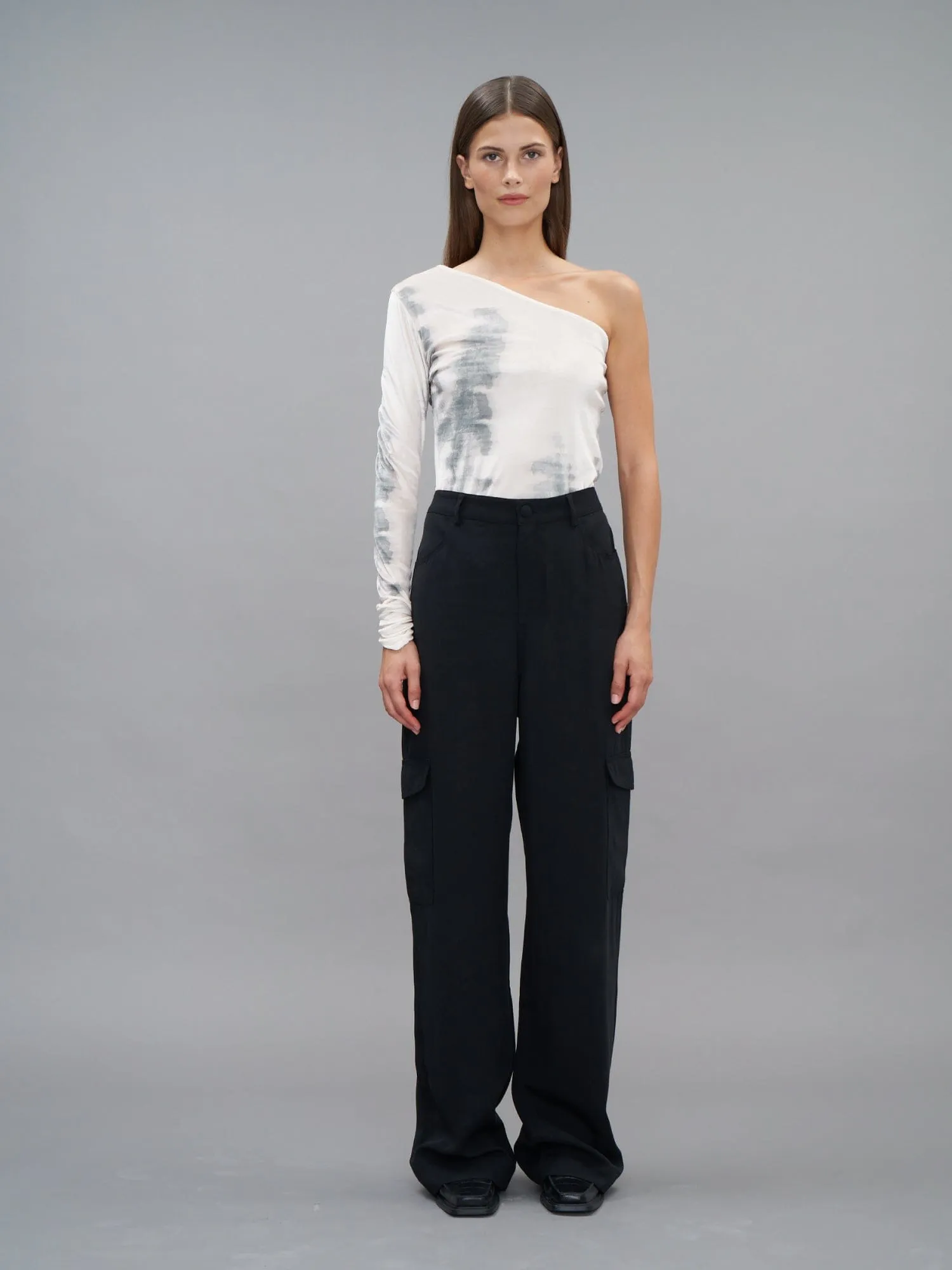 HEALY - Pantalon cargo en twill tencel Noir