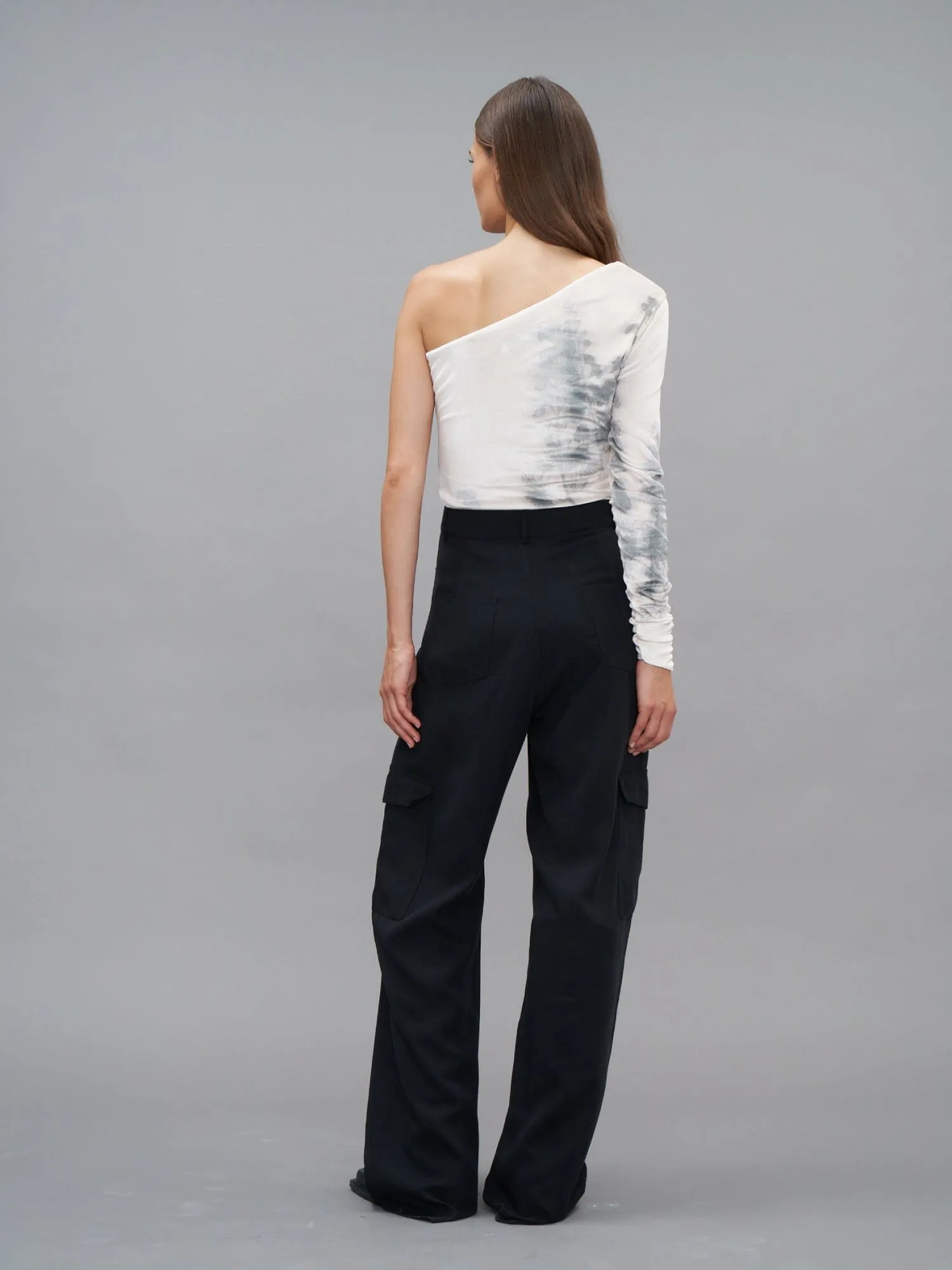 HEALY - Pantalon cargo en twill tencel Noir