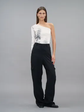 HEALY - Pantalon cargo en twill tencel Noir