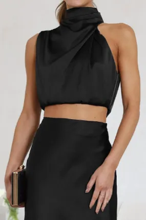 Jasmine Black Satin Top