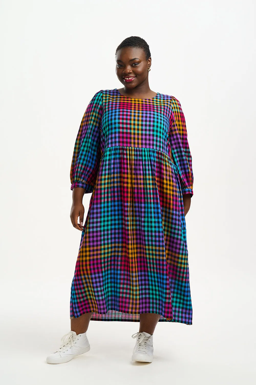 Kiara Midi Smock Dress - Multi, Dark Gingham