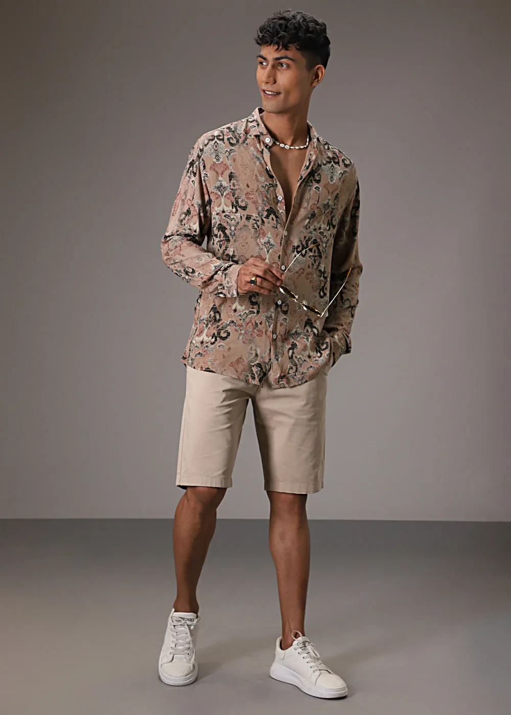 Lattice Tan Feather Shirt