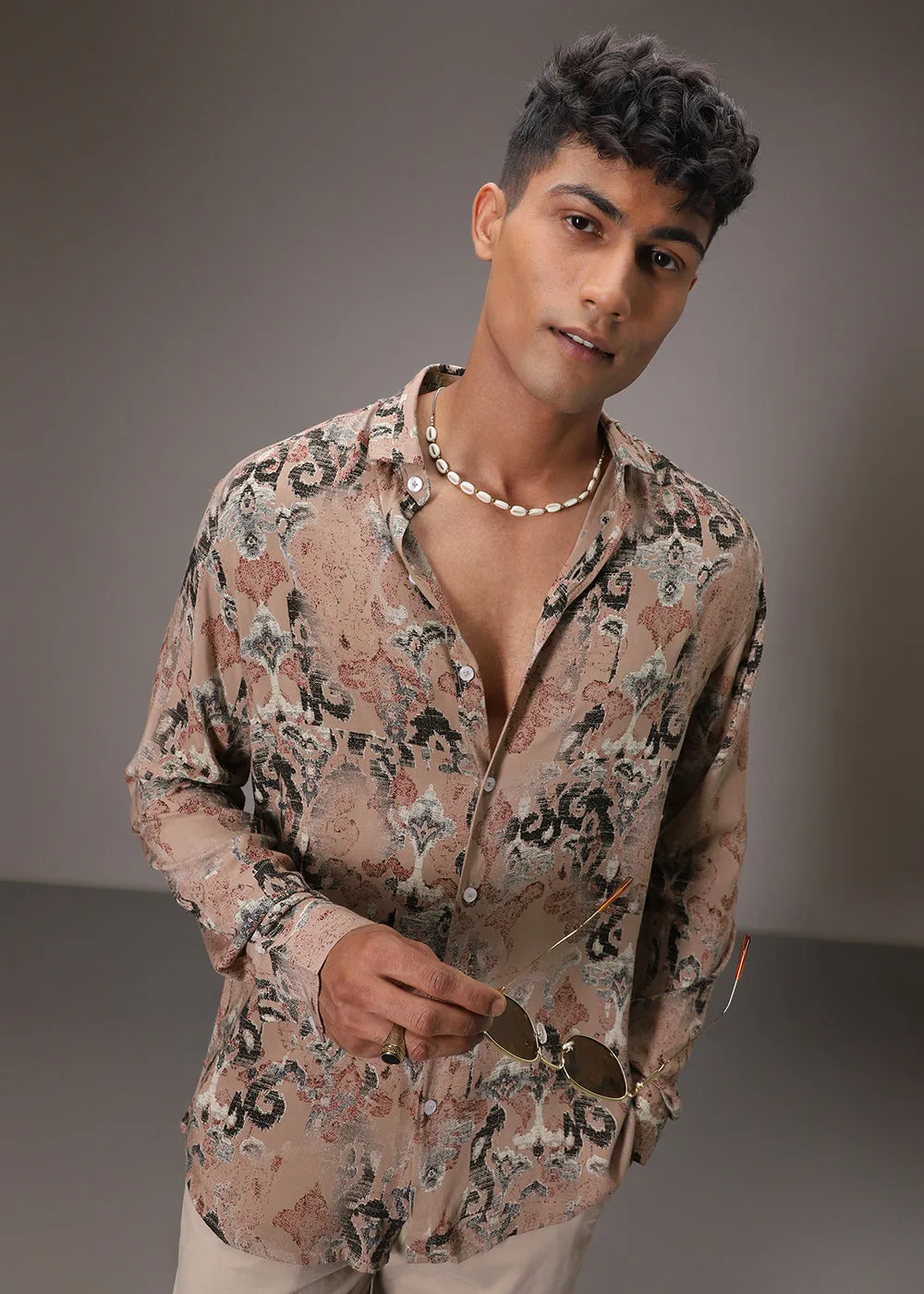 Lattice Tan Feather Shirt