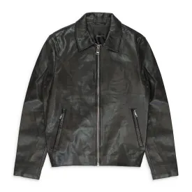 LEATHER ZIP FRONT JACKET BLACK LEATHER JACKETS