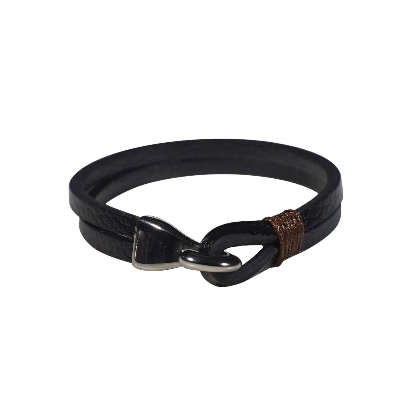 Lincoln Leather Bracelet in Black (Size L)