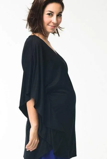 Madeira Y-Neck Maternity Top Black