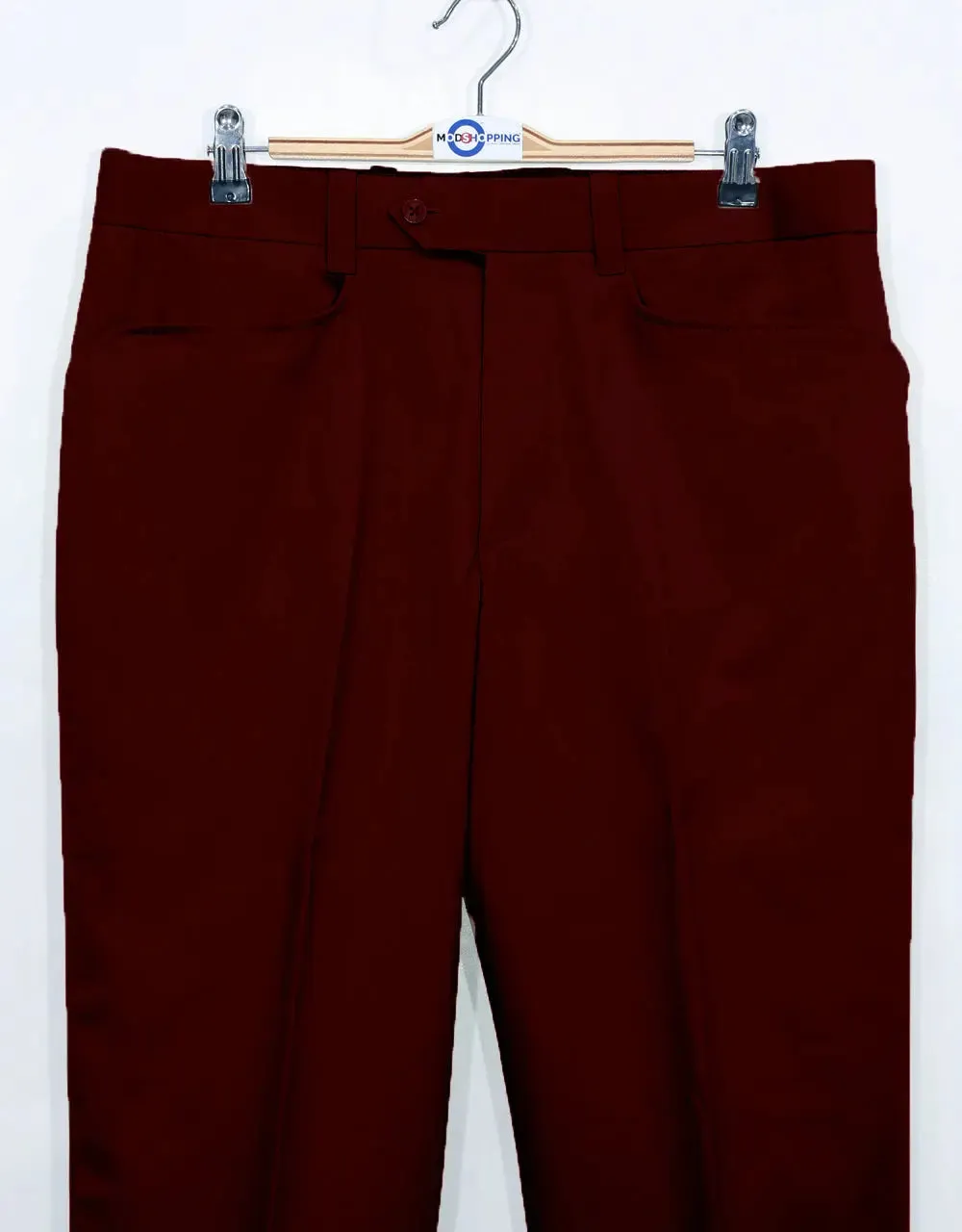 Men's Chino Trousers | 60s Vintage Style Burgundy Chino Trouser
