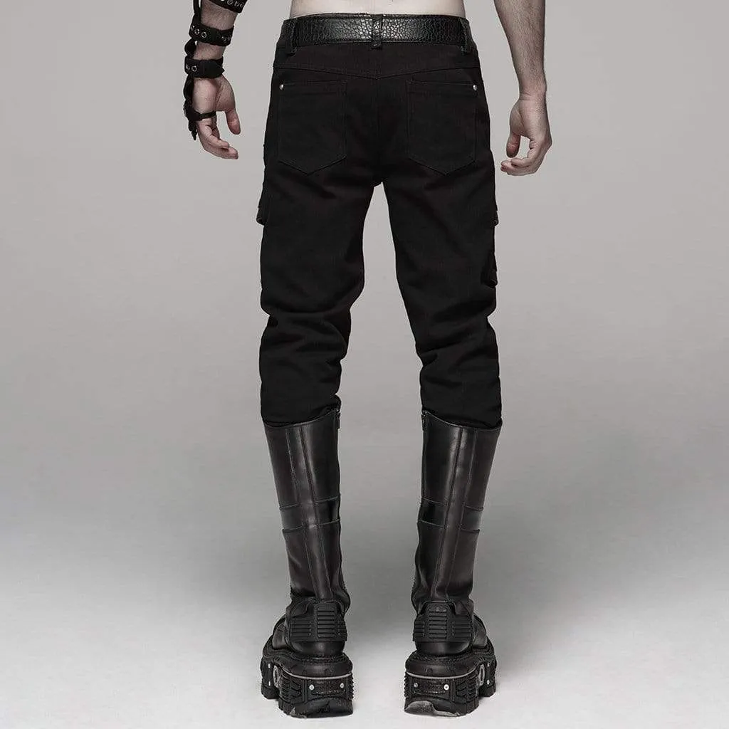 Men's Punk Buckles Straight-leg Pants