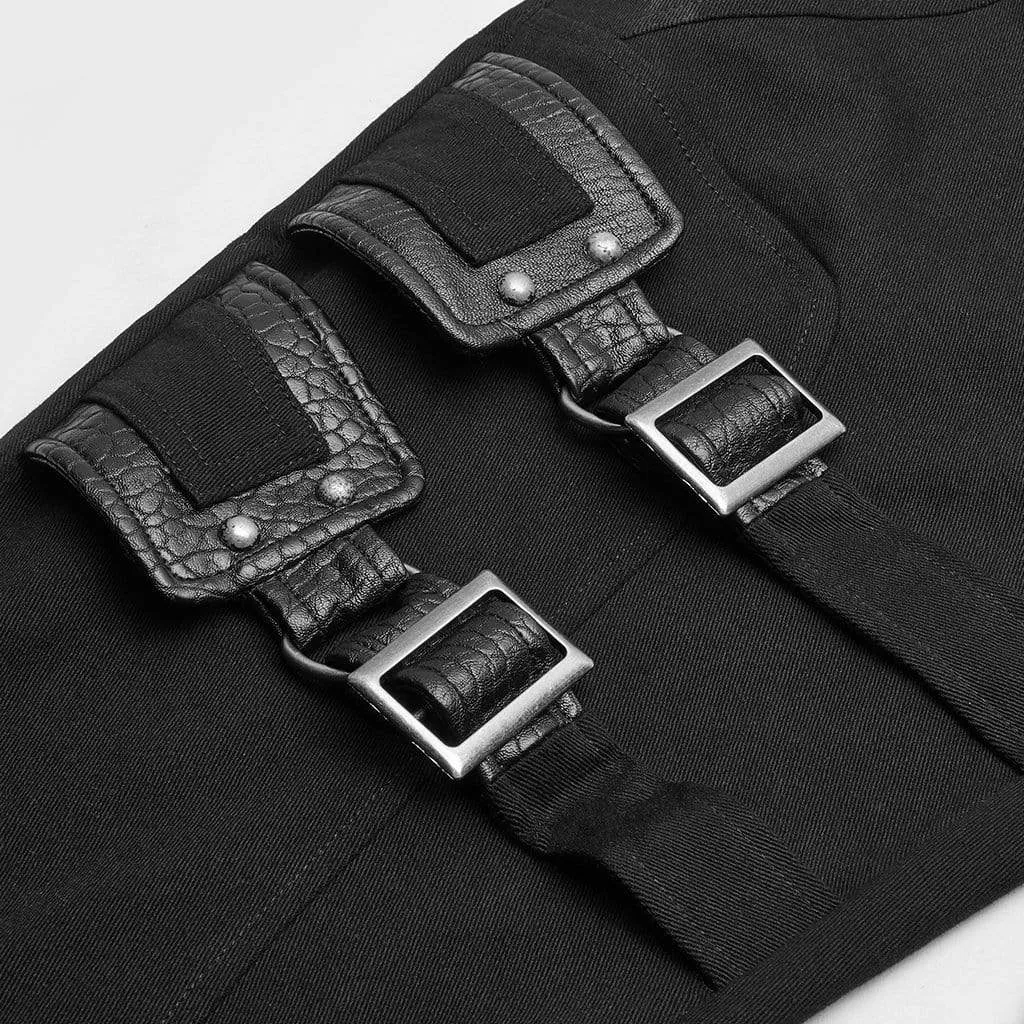 Men's Punk Buckles Straight-leg Pants