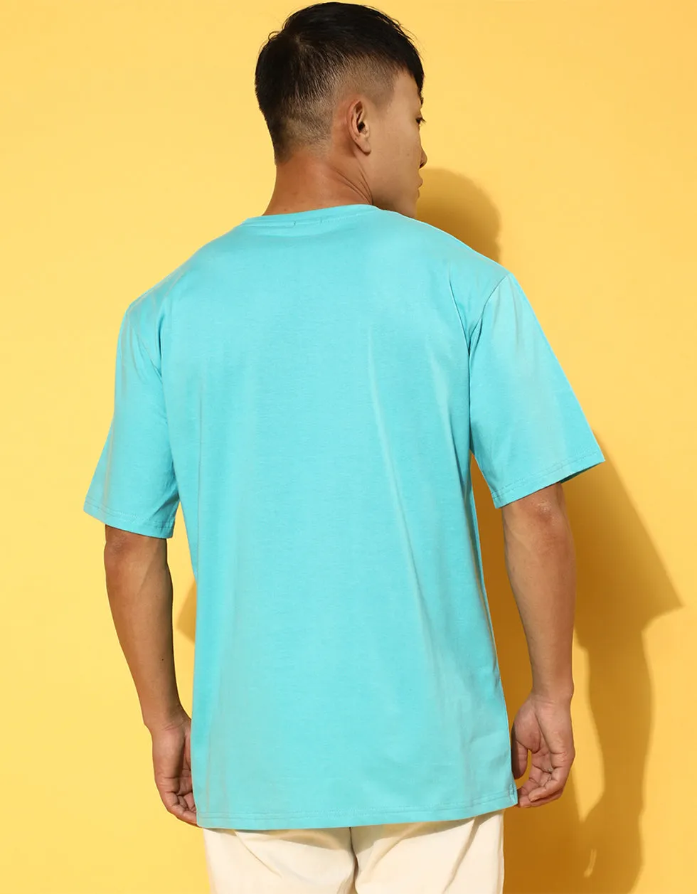 Mickey Blue Oversized Chest Graphic Printed Tshirt