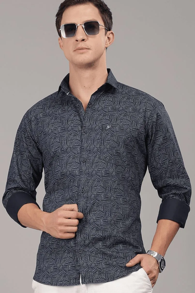 Navy Wild Print -Full-Stain Proof