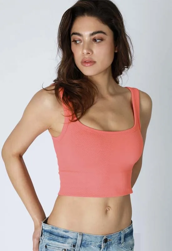 NIKIBIKI - Chevron Rib Crop Top Camelia