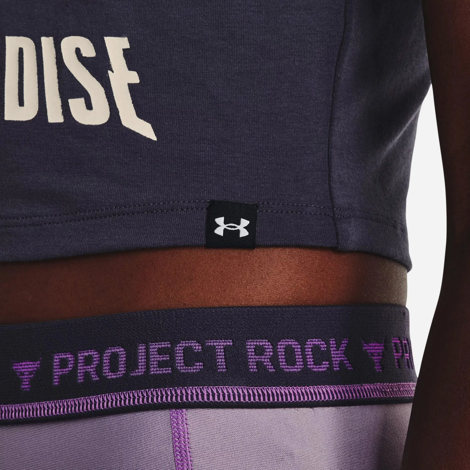 Áo Crop-Top Nữ Under Armour Project Rock Disrupt Bull - Tím