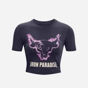 Áo Crop-Top Nữ Under Armour Project Rock Disrupt Bull - Tím