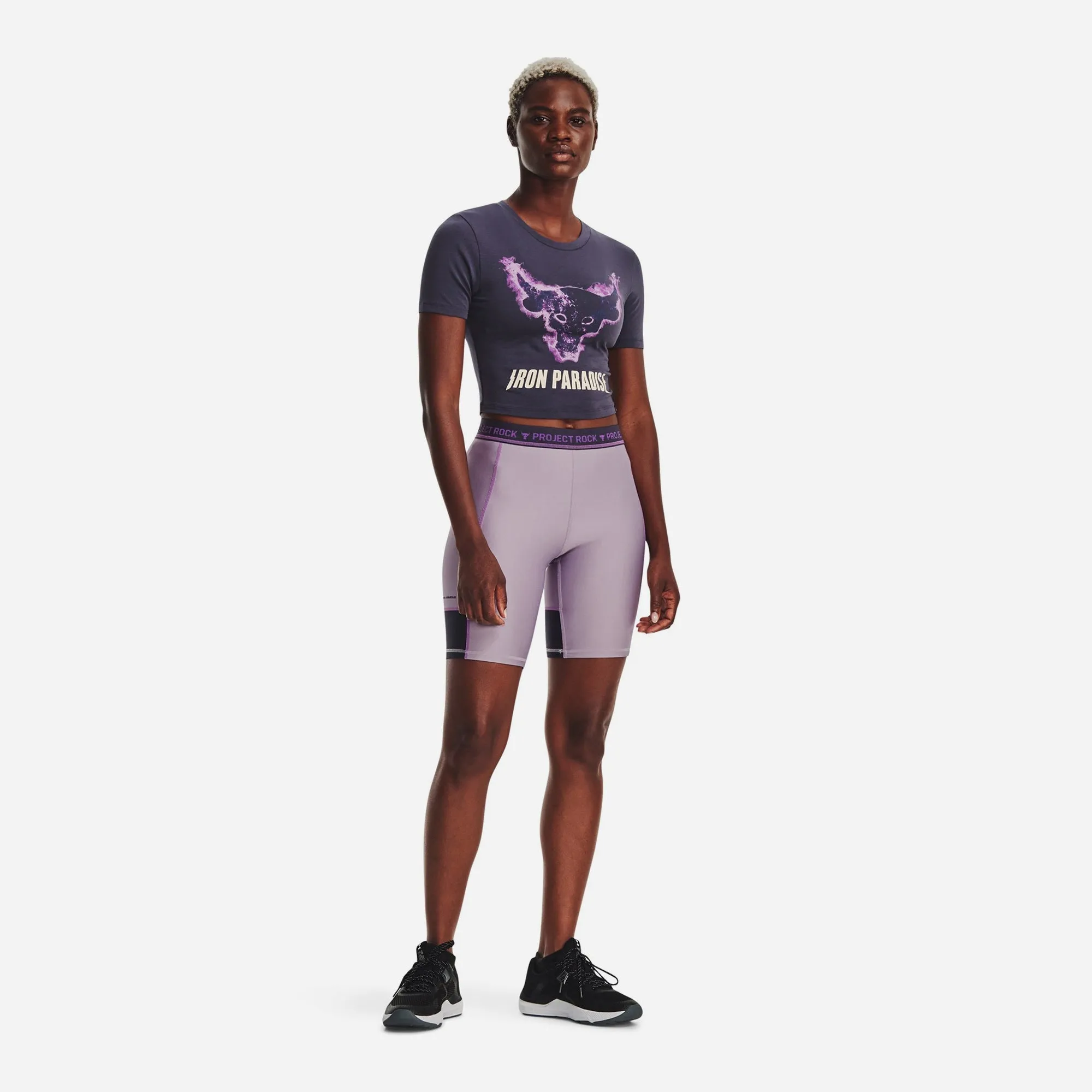 Áo Crop-Top Nữ Under Armour Project Rock Disrupt Bull - Tím