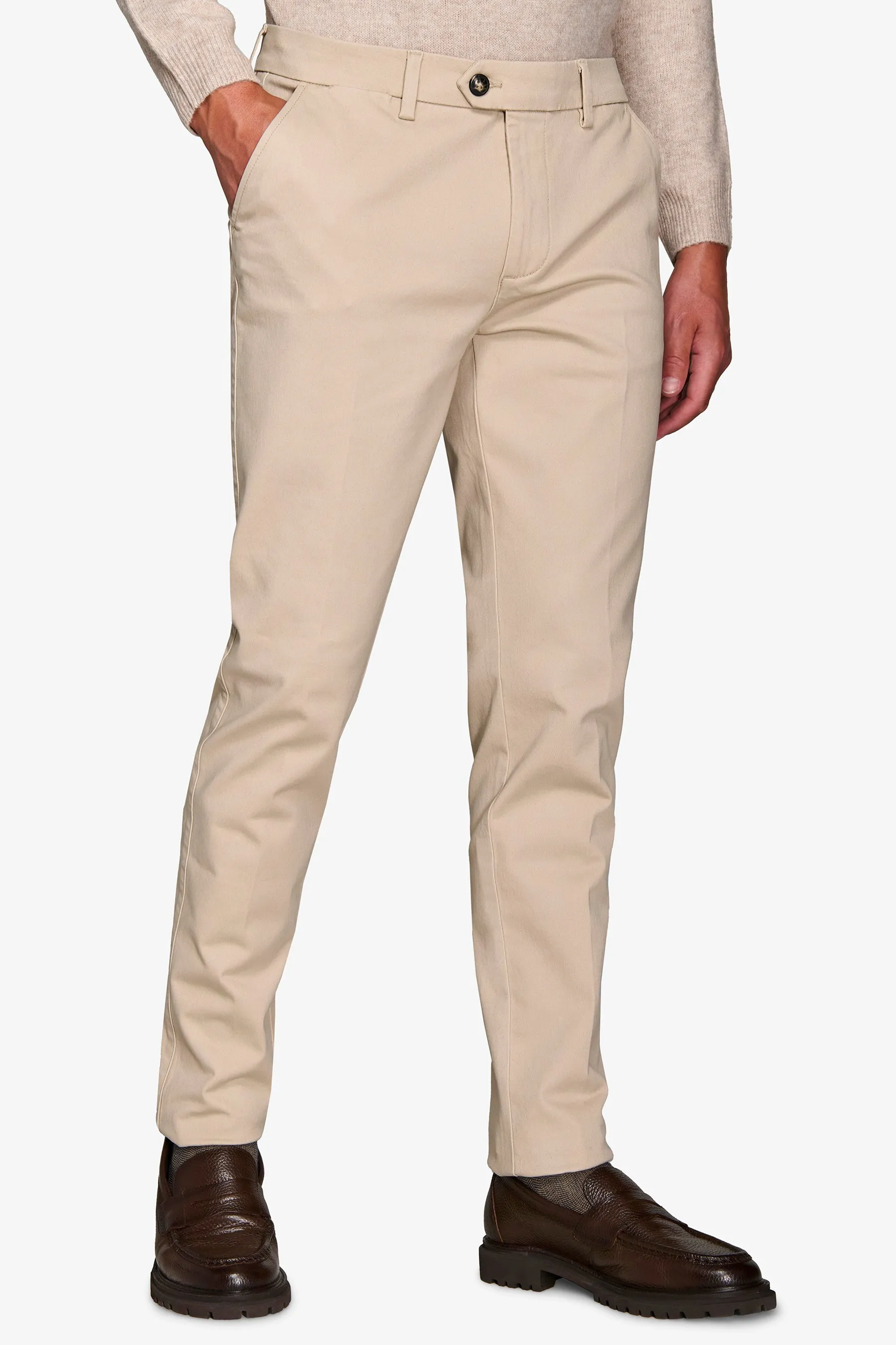 Pantalone chino gabardina gesso