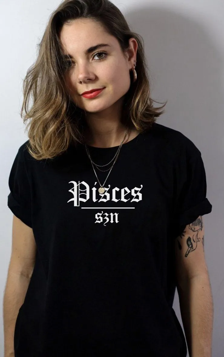 Pisces Szn Star Signs Season Black T-Shirt