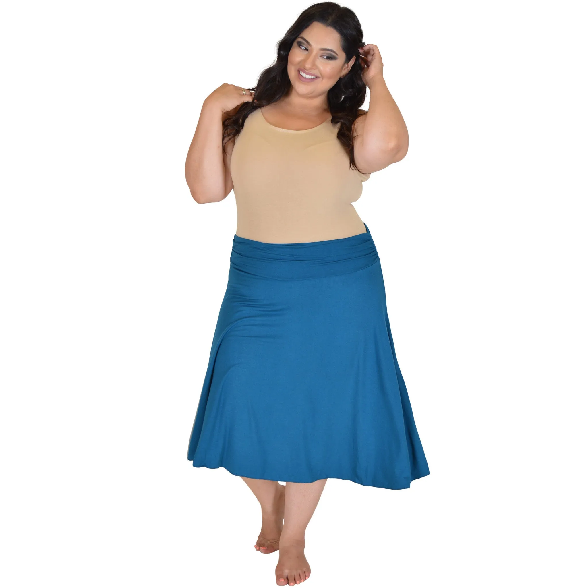 Plus Size Knee Length Flowy Skirt