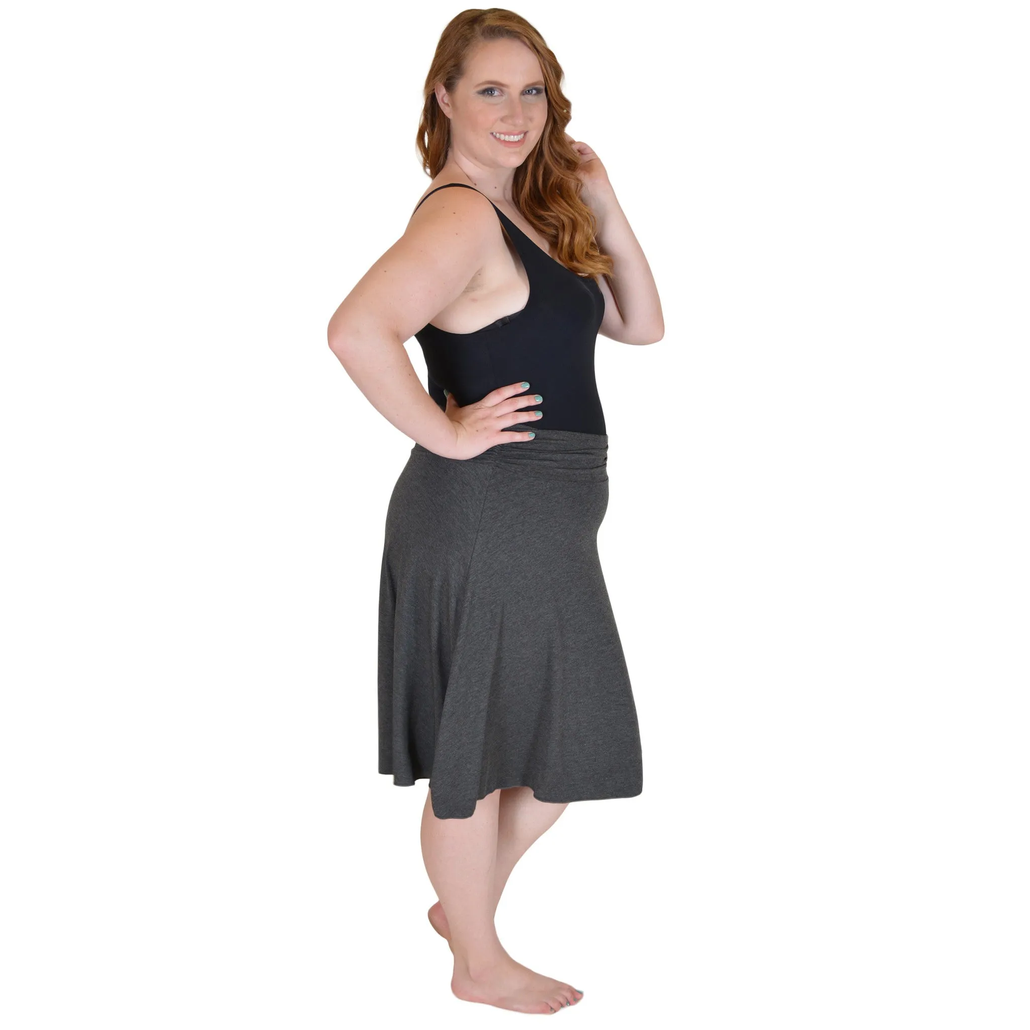 Plus Size Knee Length Flowy Skirt