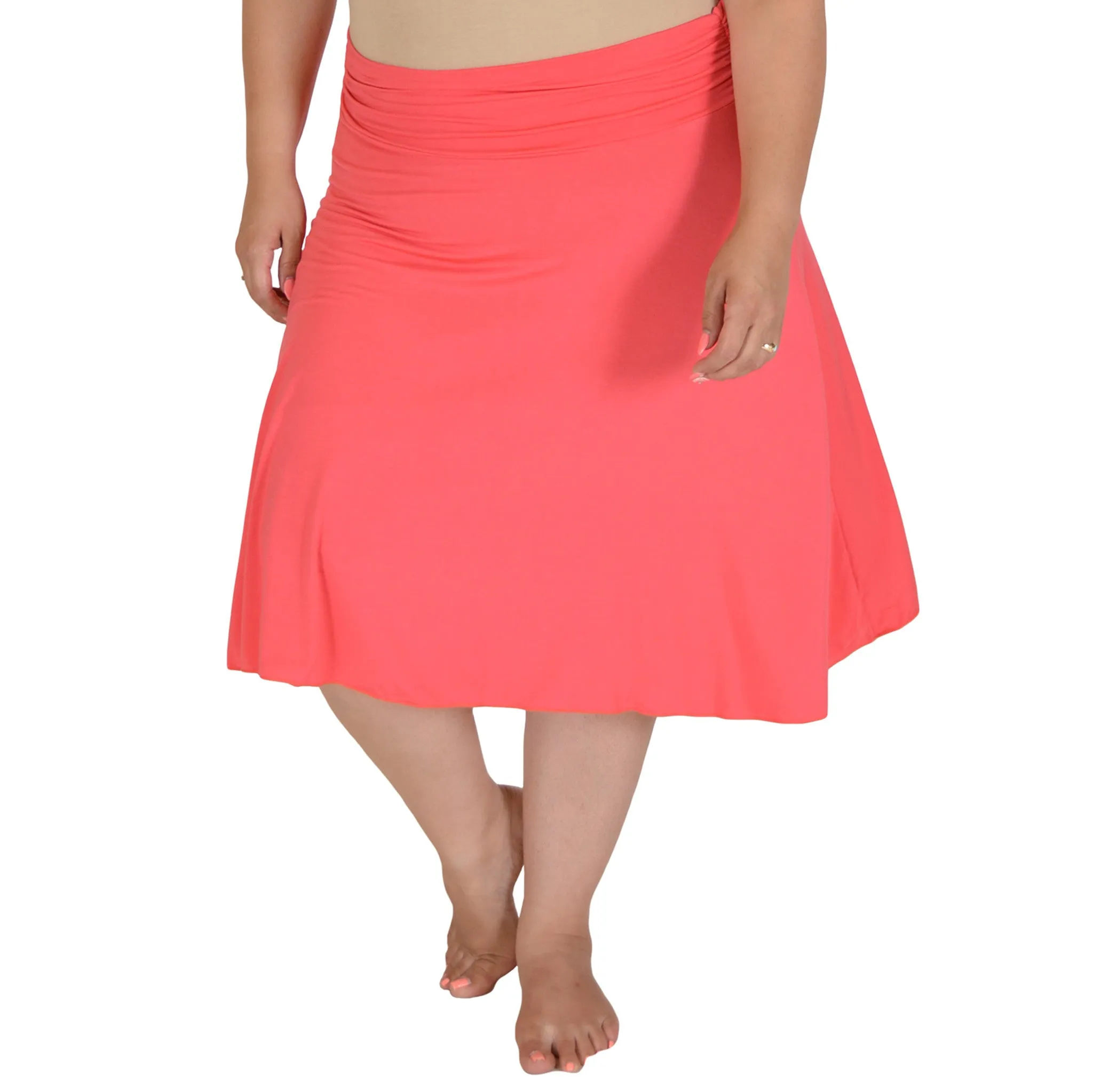 Plus Size Knee Length Flowy Skirt