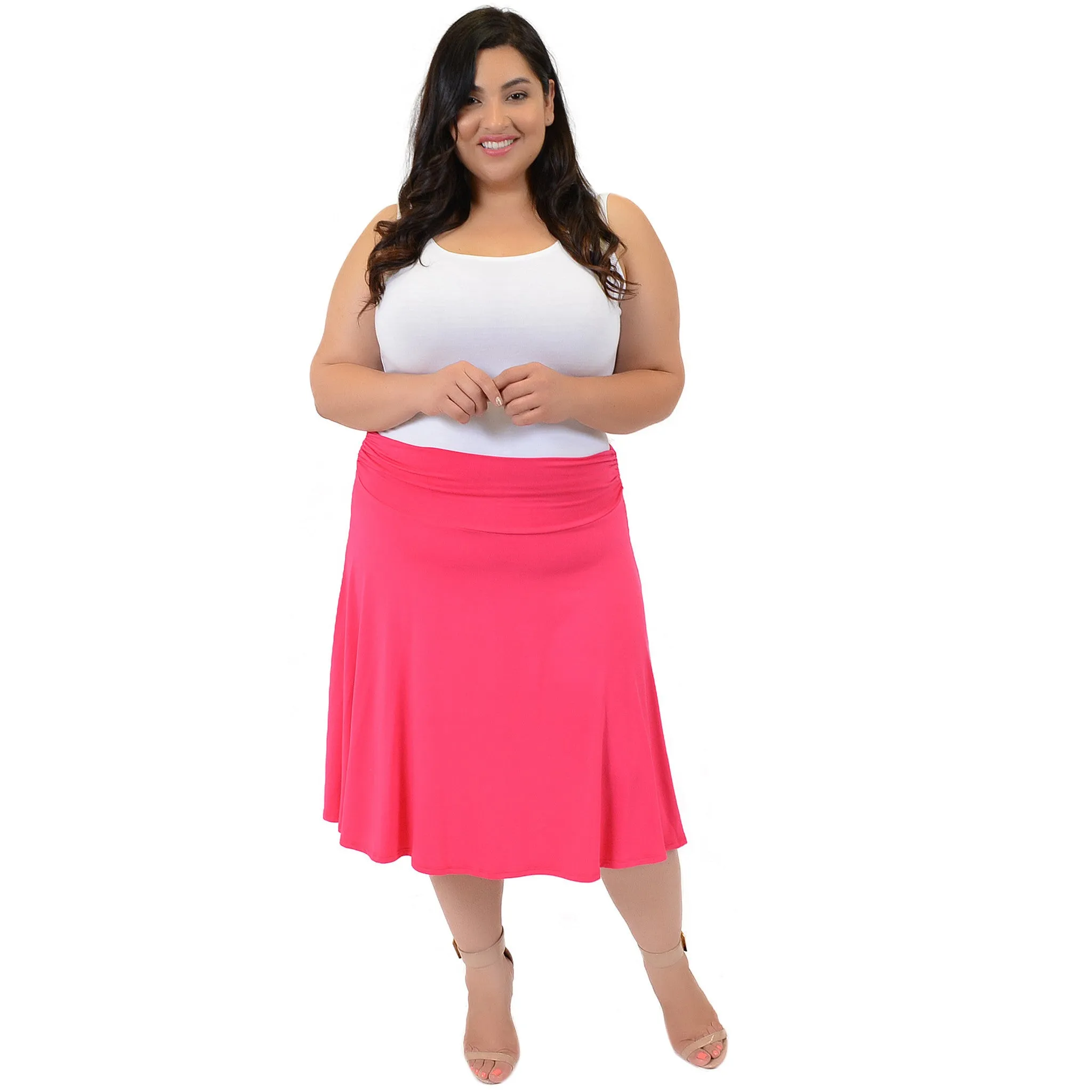 Plus Size Knee Length Flowy Skirt