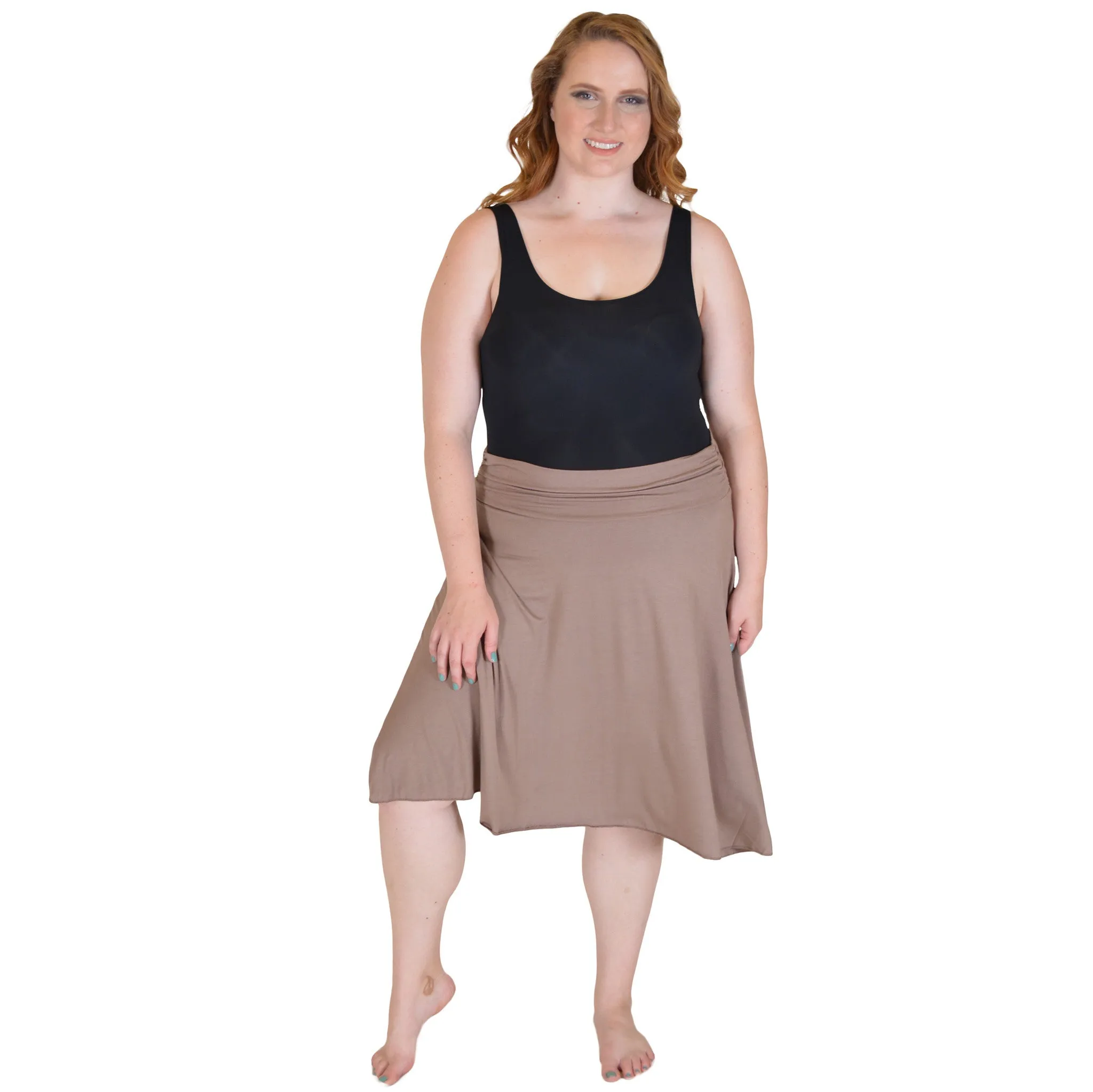 Plus Size Knee Length Flowy Skirt