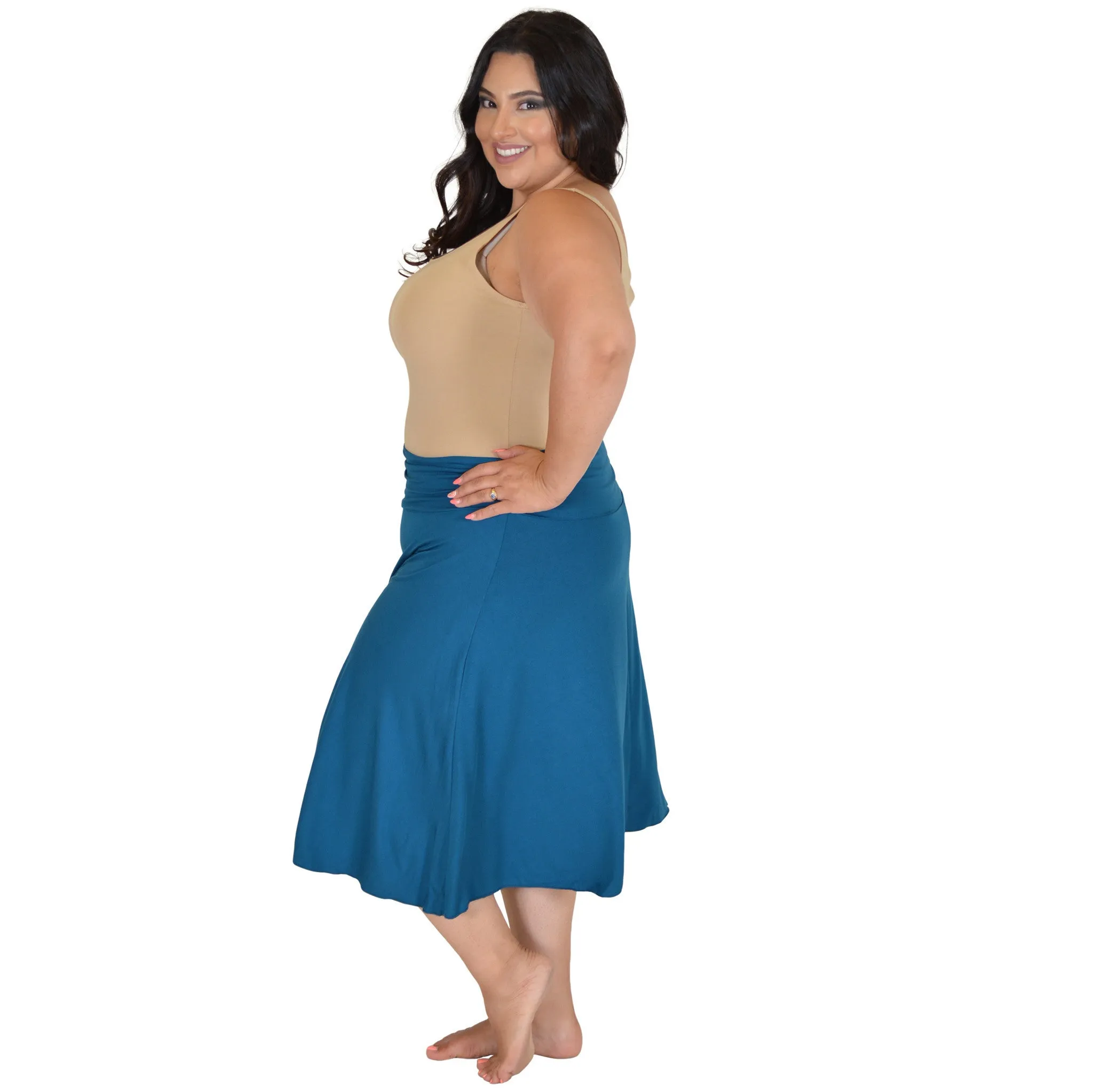 Plus Size Knee Length Flowy Skirt